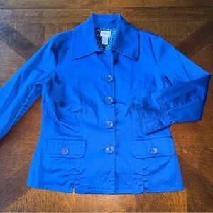 Chicos Women's Royal Blue Button Front Lined Jacket Size 0 4 Small